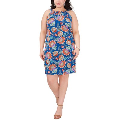 

MSK Женское синее летнее платье до колена с цветочным принтом плюс  BHFO 3003, Teal red multi
