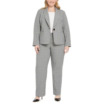 Женский блейзер Le Suit в серую клетку Glen на одной пуговице Plus 16W BHFO 0793