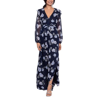 

Женское вечернее платье макси с эффектом металлик Betsy - Adam BHFO 4434, Navy/blue