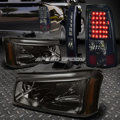 ДЫМЧАТАЯ ХРУСТАЛЬНАЯ ФАРА + ХРОМИРОВАННЫЙ СВЕТОДИОДНЫЙ ЗАДНИЙ ФОНАРЬ ДЛЯ CHEVY SILVERADO 03-07