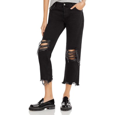 

Джинсы прямого кроя Free People Womens Black Denim Straight Leg Jeans  BHFO 0602, Washed black