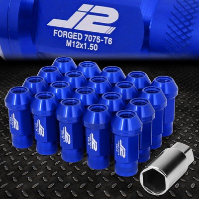J2 ENGINEERING 7075 АЛЮМИНИЙ M12X1.5 20ШТ 50 ММ ВЕРХНЯЯ ГАЙКА С НАКАТКОЙ и КЛЮЧОМ СИНЕГО ЦВЕТА