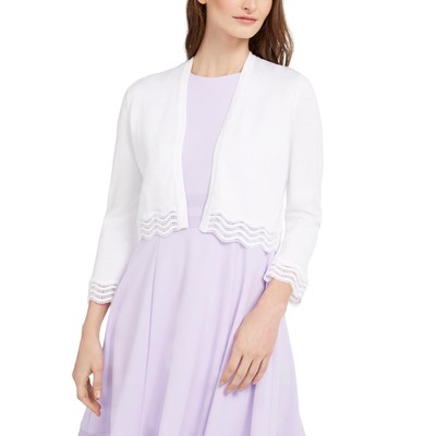 Женский белый вязаный крючком кардиган с отделкой от плечиков Calvin Klein S BHFO 7203
