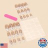 24Pcs White French Tip Press on Nails Medium Stiletto Fake Nails with Y2K Star Rhinestone Glue on Nails Almond False Nails Glitter Star Acrylic Nails for Women DIY Independence Day Artificial Nails