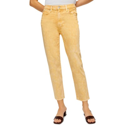 7 For All Mankind Женские желтые джинсы из денима с высокой талией и прямыми штанинами 32 BHFO 9645