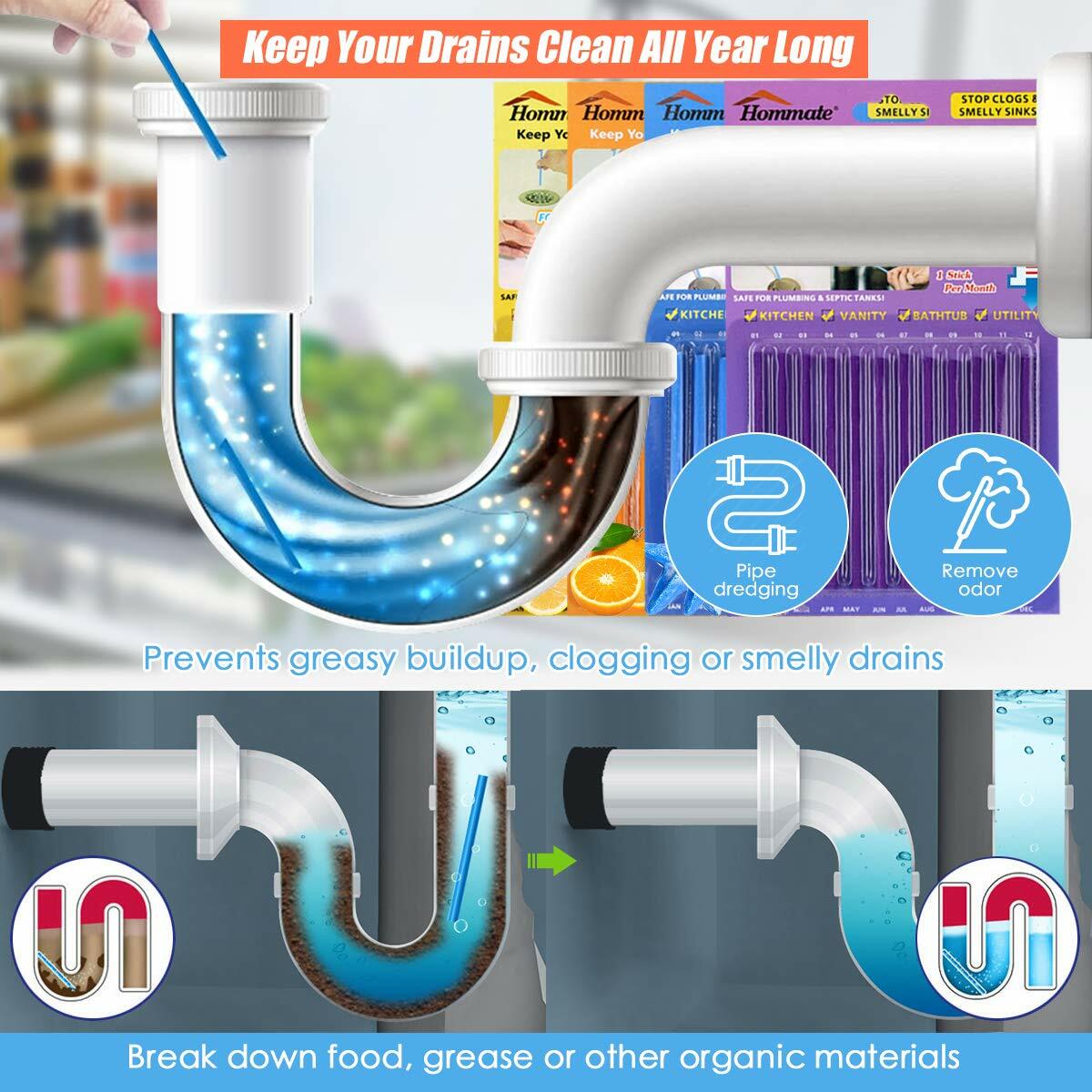 Drain Cleaner Sticks Sani Sticks Drains Pipes Clean Odor Free Kitchen