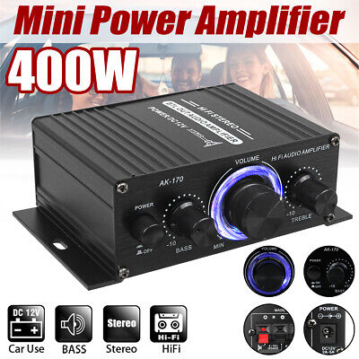  400W 2 Channel  Portable Mini HIFI Power Amplifier Audio Stereo Amp Home Car FM