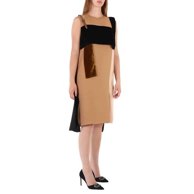 Pre-owned Burberry Silk And Velvet Strap Detail Dress In Check Description