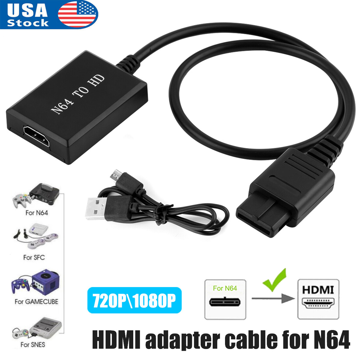 For Nintendo Gamecube For Super NES/SNES N64 To HDMI Adapter Converter HD Cable