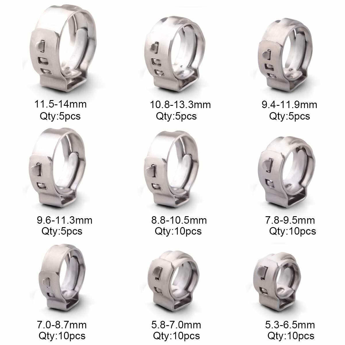 70Pcs Grip Clamp PEX Clamp Cinch Rings Crimp Pinch Hose Clamp Fitting