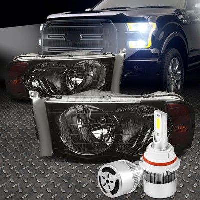 ФАРА С ДЫМЧАТЫМ ОТТЕНКОМ, ЯНТАРНЫЙ УГОЛ + БЕЛЫЙ СВЕТОДИОД 9007 HID с ВЕНТИЛЯТОРОМ ДЛЯ 02-05 DODGE RAM