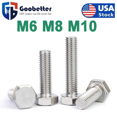 M6 M8 M10 Hexagon Head Bolts Hex Head Screw Pitch 1/1.25/1.5 304 Stainless Steel