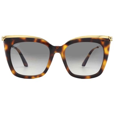 Pre-owned Cartier Grey Gradient Butterfly Ladies Sunglasses Ct0030s 003 53 Ct0030s 003 53 In Gray