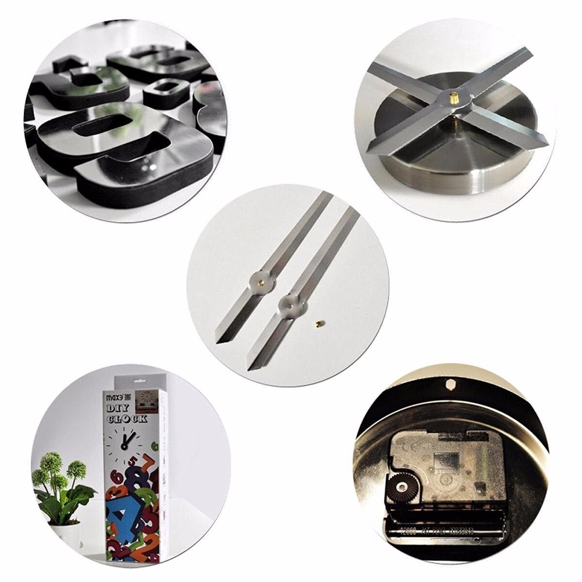 Wanduhr Uhr 3D Wandtattoo Deko Design Spiegel Edelstahl Wand Uhr Groß