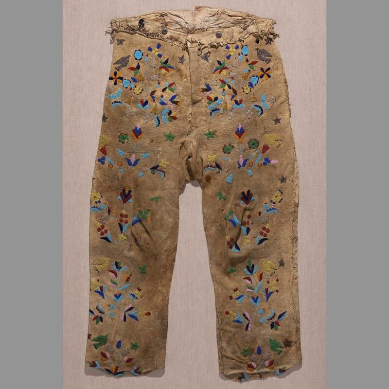 STUNNING PAIR OF 1890’S SANTEE SIOUX TROUSERS -MUSEUM MOUNT! FRESH TO THE MARKET