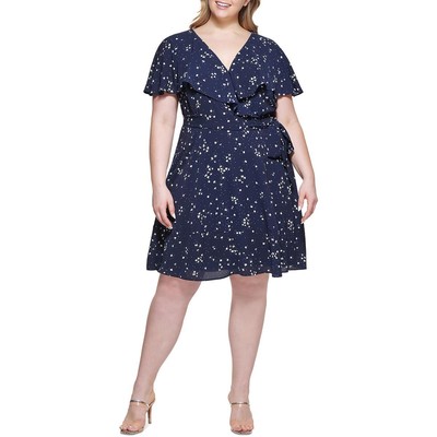 

Женское платье миди из полиэстера с поясом и цветочным принтом DKNY Plus BHFO 4512, Navy multi