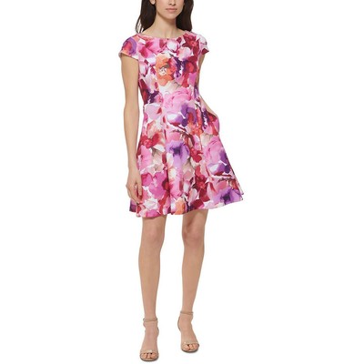 

Женское мини-платье с короткими рукавами и цветочным принтом Jessica Howard BHFO 4189, Fuchsia
