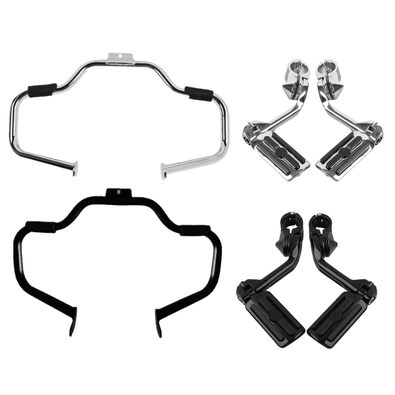 Mustache Engine Guard Crash Bar 1 1/4 Foot Pegs Fit For Harley Softail 2000-2017