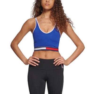 Tommy Hilfiger Sport Womens Blue Low Impact Yoga Sports Bra Athletic L BHFO 4995