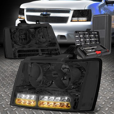 ДЛЯ 07-14 TAHOE SUBURBAN СВЕТОДИОДНЫЙ DRL УКАЗАТЕЛЬ ПОВОРОТА С ДЫМЧАТЫМИ/ПРОЗРАЧНЫМИ ФАРАМИ + НАБОР ИНСТРУМЕНТОВ