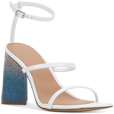 INC Womens Bixa  White Faux Leather Dressy Heels Shoes 10 Medium (B,M) BHFO 2498