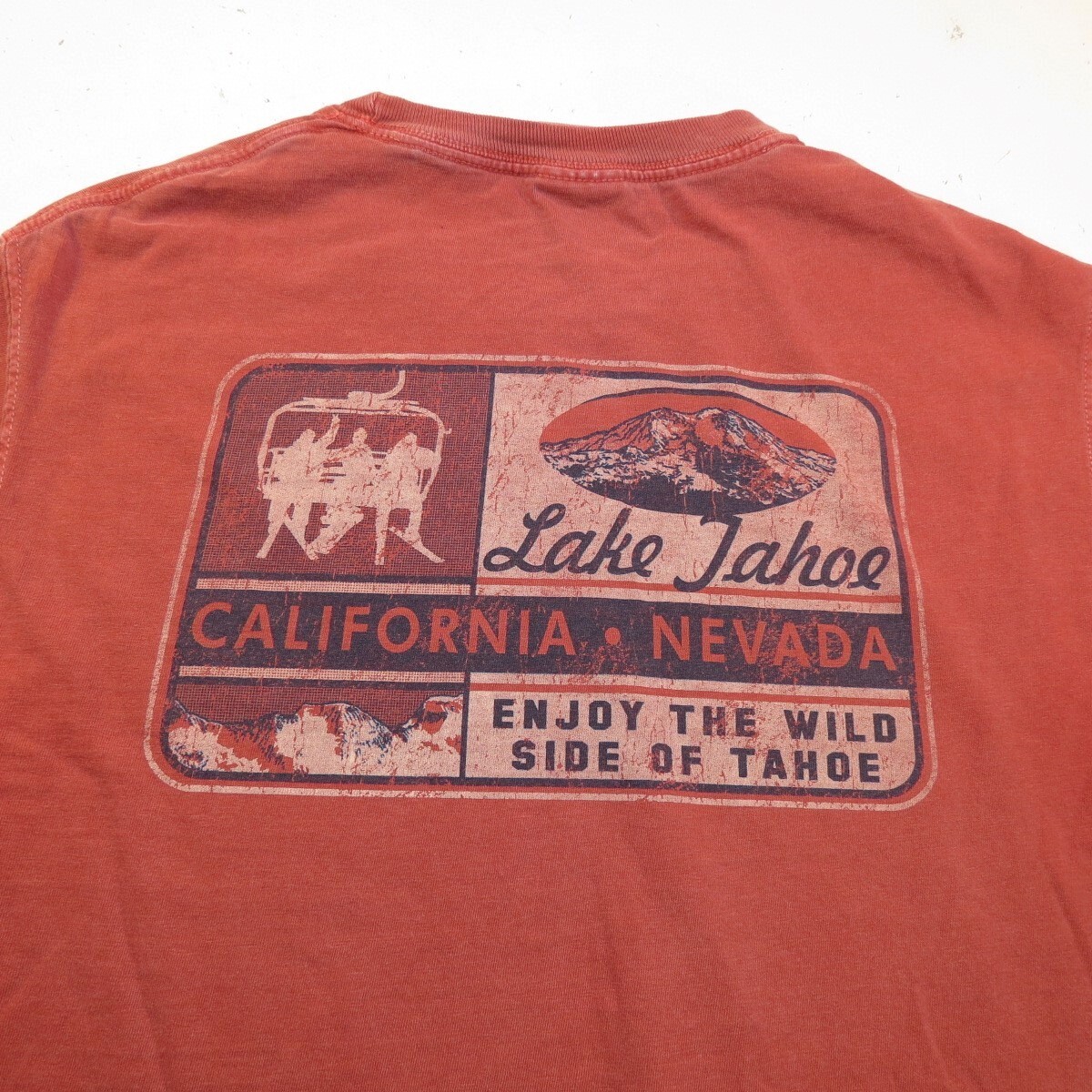 COMFORT COLORS LAKE TAHOE CALIFORNIA NEVADA TEE T SHIRT Mens S Red ski snowboard