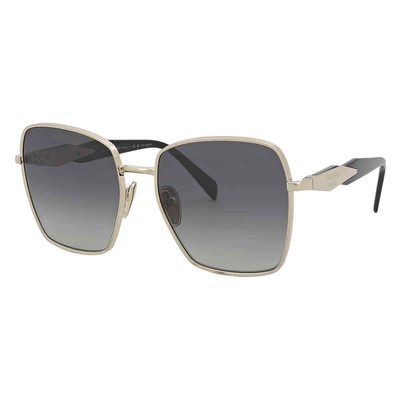 Pre-owned Prada Polarized Grey Gradient Square Ladies Sunglasses Pr 64zs Zvn5w1 57 In Gray