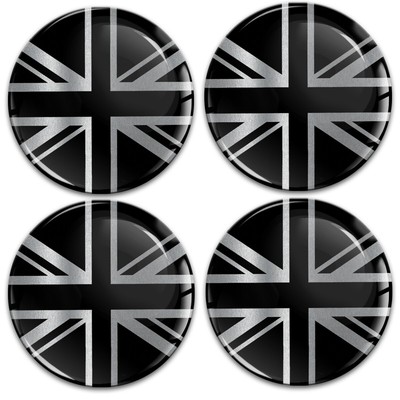 4 x 45 mm 3D Silicone Sticker Emblem for Wheel Centre Hub Caps Black Silver V 21