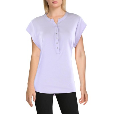 

Calvin Klein Женская фиолетовая футболка с принтом на пуговицах спереди  BHFO 2616, Фиолетовый