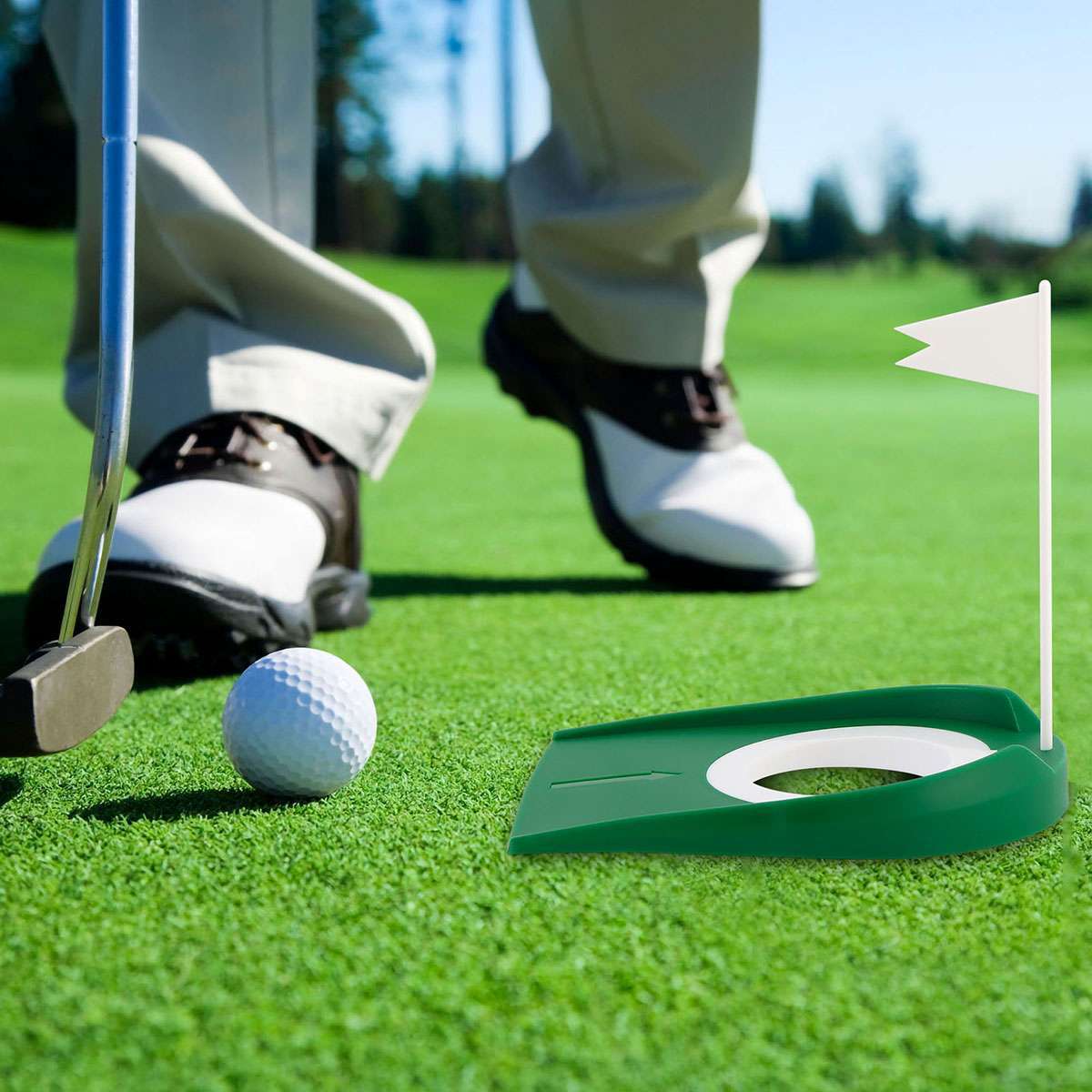 Practice Putting Cup for Golf with Adjustable Hole and Flag Indoor outdoor