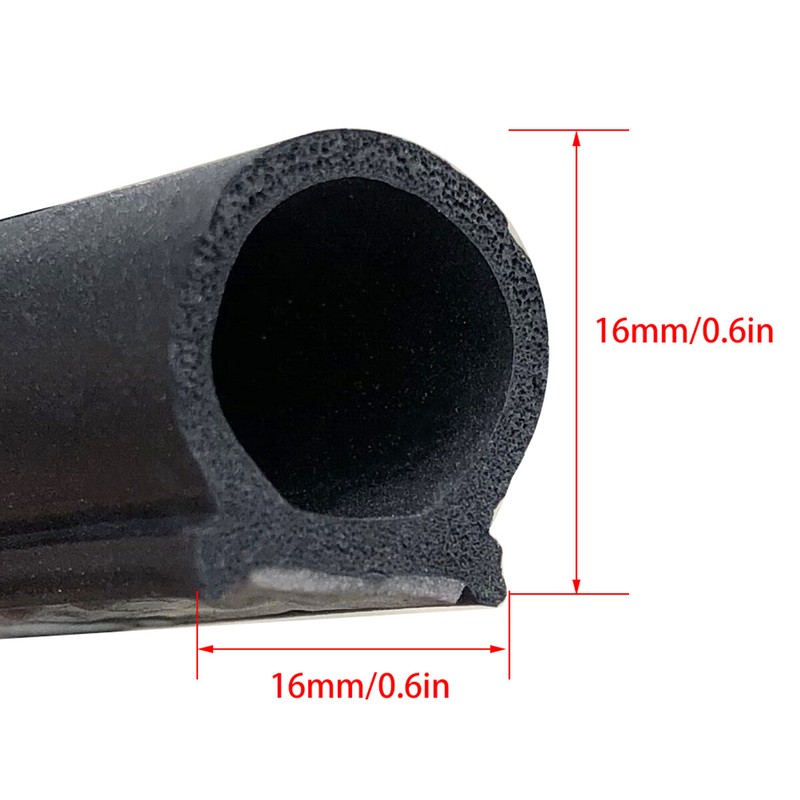 16FT/5M Universal Car D-Shape Rubber Door Weather Seal Weatherstrip Hollow Strip