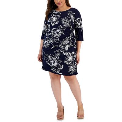 Signature By Robbie Bee Womens Metallic Knee Length Shift Dress Plus BHFO 5291