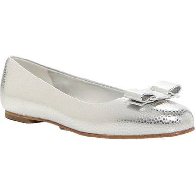 Женские балетки Salvatore Ferragamo с серебряным бантом на плоской подошве 6,5 см (B,M) BHFO 1906