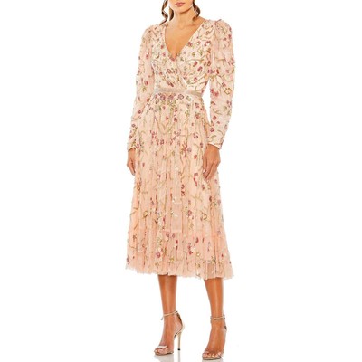 Женское официальное вечернее платье Mac Duggal с розовыми украшениями, 12 BHFO 5841