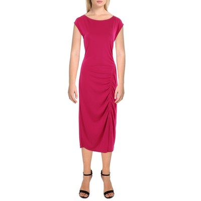 INC Womens Pink Ruched Fitted Midi Sheath Dress S BHFO 7930