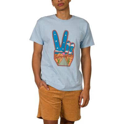 

Мужская футболка Junk Food Trip In Peace с круглым вырезом и рисунком BHFO 3164, Light blue, Trip In Peace