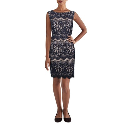 

Jessica Howard Женское темно-синее кружевное мини-платье без рукавов  BHFO 5276, Navy/tan