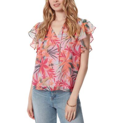 

Jessica Simpson Женская блузка с цветочным принтом и v-образным вырезом BHFO 9725, Floral canopy- pink