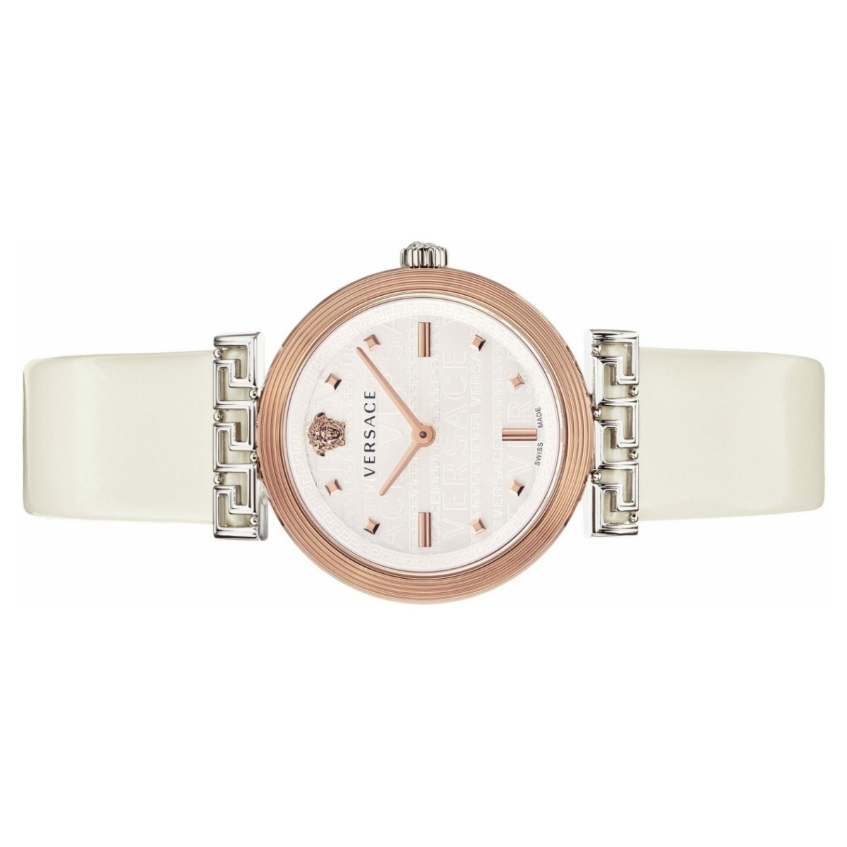 Pre-owned Versace Ladies Watch Wristwatch Leather Meander Velw00120