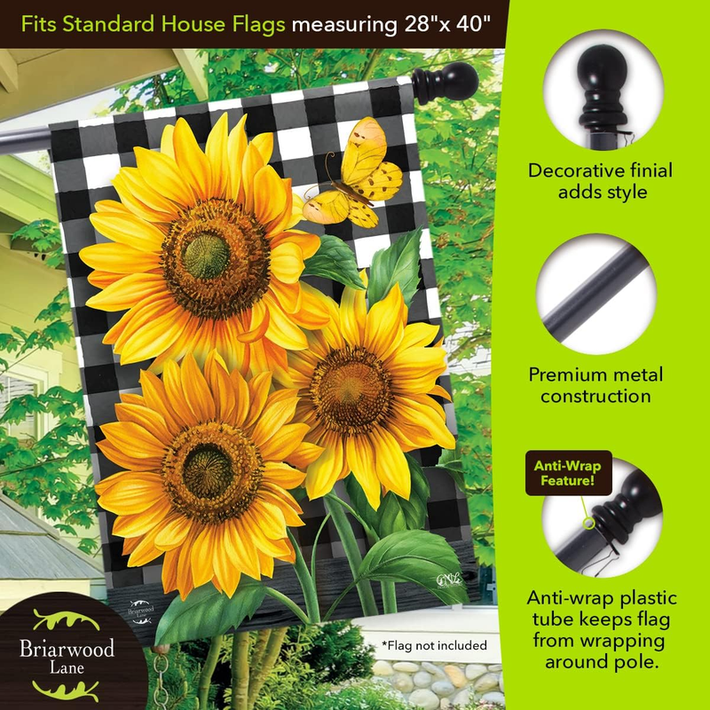 57" Black Metal Flag Pole for House Flags