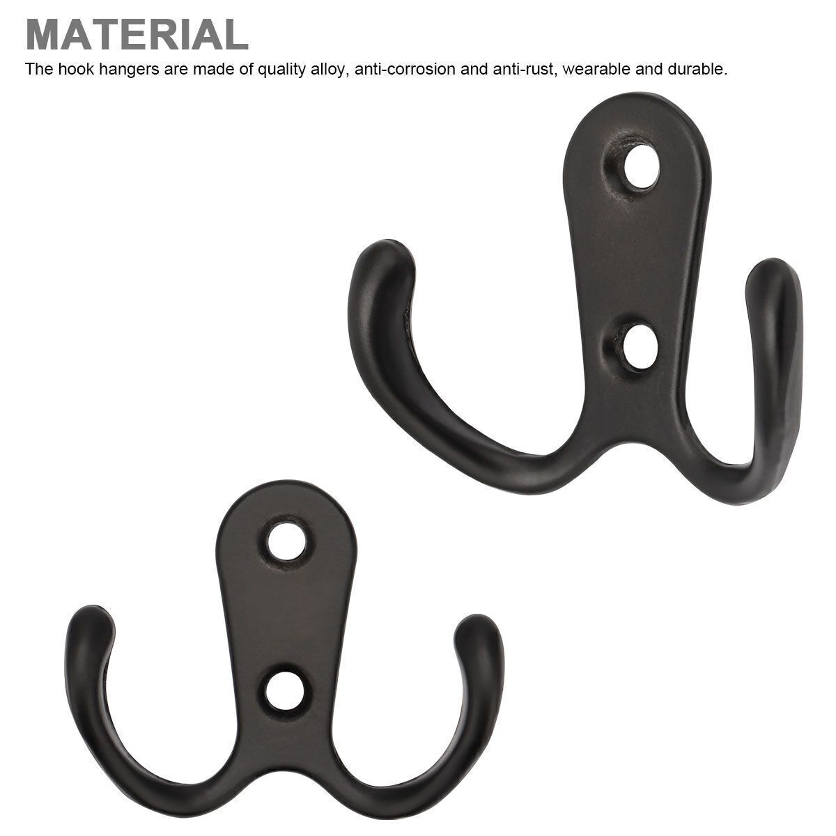 10/20pcs Heavy Duty Double Prong Coat Hooks Home Office Wall Mounted Hat Clothes