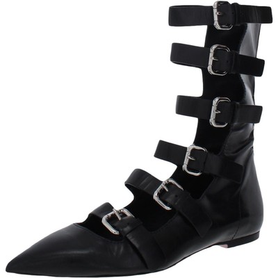 

Женские черные кожаные туфли на плоской подошве Red Valentino 38 Medium (B,M) BHFO 7258, Nero