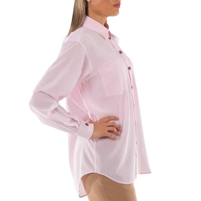 Pre-owned Burberry Pale Candy Pink Ivanna Silk Crepe De Chine Oversized Shirt, Brand Size
