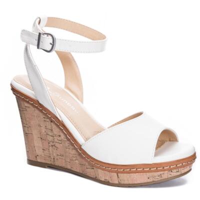 

CL by Laundry Женские сияющие кожаные сандалии на танкетке с открытым носком BHFO 7688, Beaming