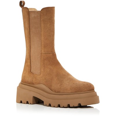Женские ботинки до середины икры из кожи JESSY Tan цвета морской волны 10 Medium (B,M) BHFO 7259