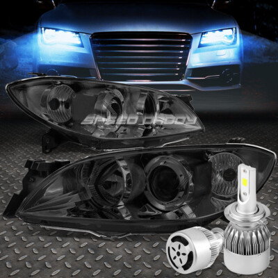 ЗАКОПЧЕННЫЙ КОРПУС, ПРОЗРАЧНАЯ БОКОВАЯ ФАРА ПРОЕКТОРА + СКРЫТЫЙ СВЕТОДИОД 6000K + ВЕНТИЛЯТОР ДЛЯ 04-09 MAZDA3