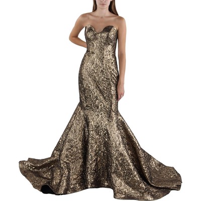 Женское коричневое вечернее платье Mac Duggal с текстурой во всю длину, 8 BHFO 3313
