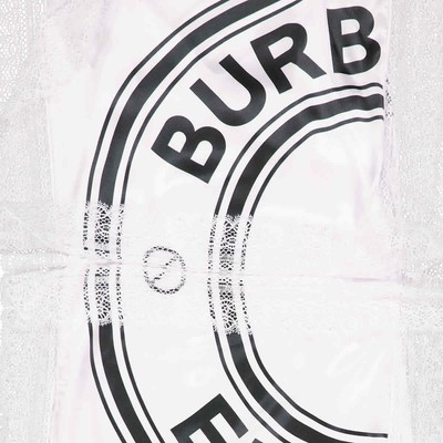 Pre-owned Burberry Ladies Lace-detail Logo Silk Slip Midi-dress In Multicolor