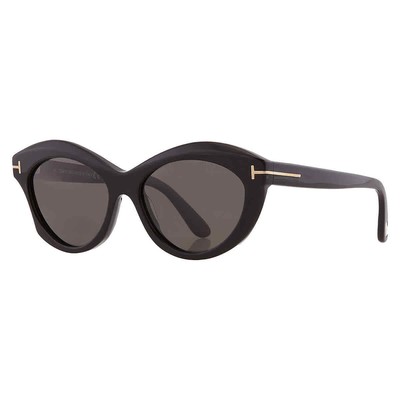 Pre-owned Tom Ford Toni Polarized Smoke Cat Eye Ladies Sunglasses Ft1111 01d 53 In Gray