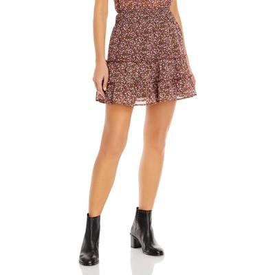 

Aqua Womens Gemma Фиолетовая присборенная летняя мини-юбка с цветочным принтом  BHFO 2862, Multi